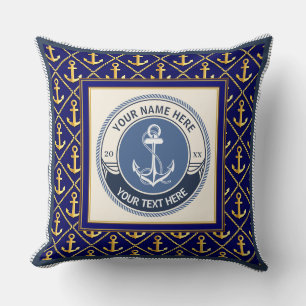 Almofada Âncora Náutica e Roda de Navio Listrada Personaliz