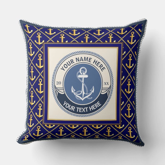 Almofada Âncora Náutica e Roda de Navio Listrada Personaliz (Frente)