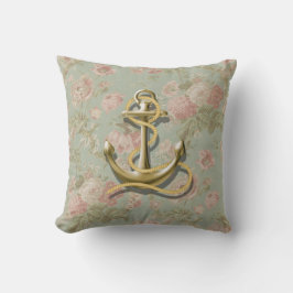 Almofada âncora náutica feminino floral do país francês