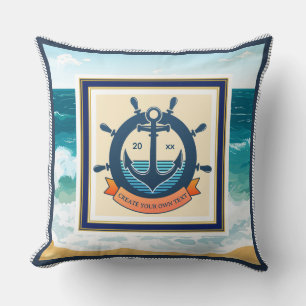 Almofada Âncora Náutica Roda de Navio Oceano Praia Personal
