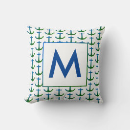 Almofada Âncora Náutica Verde Azul Personalizada