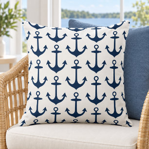Almofada Âncora Naval Branca Repetir Padrão