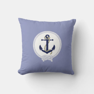 Almofada Âncora/ondas náuticas/emblema da âncora náutica