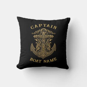 Almofada Âncora Personalizada do Nome do Capitão Náutico do