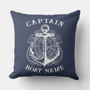 Almofada Âncora Personalizada Nome do Capitão Náutico do Ba