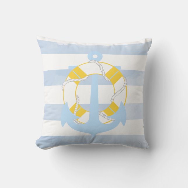 Almofada Âncora PixDezines/náutica/oceano/onda/aquarela (Frente)