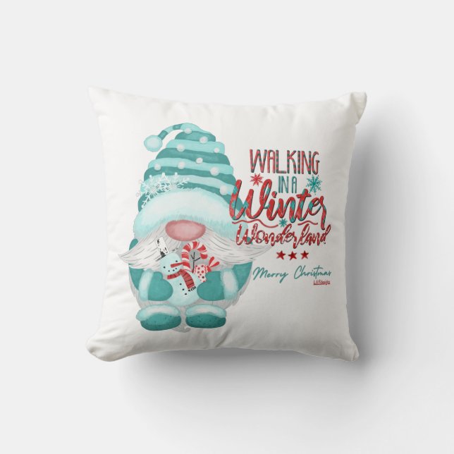 Almofada ANDANDO EM UM WINTER WONDERLAND Gnomo christmas (Frente)