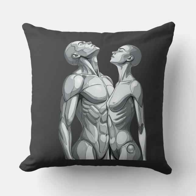 Almofada Android Union: Cyborg Couple Throw Pillow (Frente)