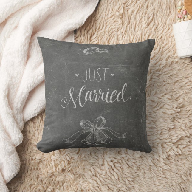 Almofada Anéis e Sinos de Casamento de Chalkboard de recem  (Cobertor)