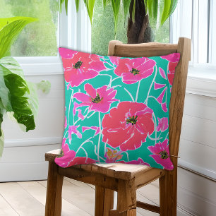 Almofada Anemone Painting Pink & Aqua Floral