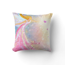 Angel Pink Blue Watercolor Monograma