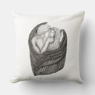 Almofada Angels Kissing, Design preto e branco