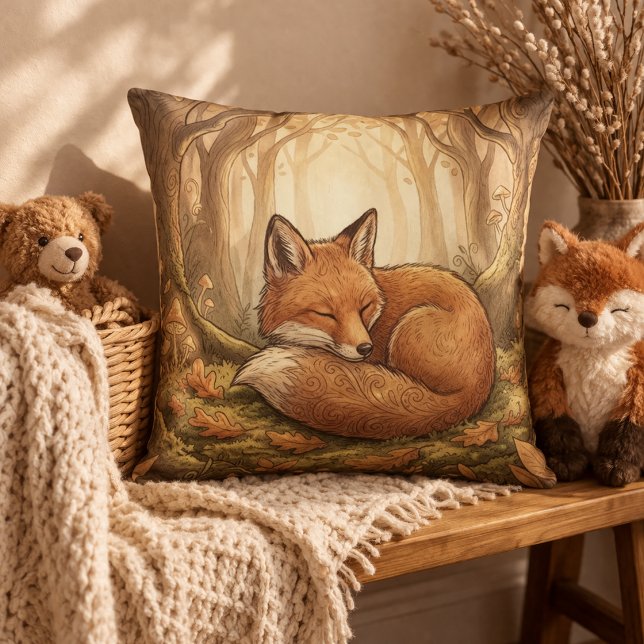Almofada Animais Adoráveis da Floresta da Raposa Adormecida (Criador carregado)