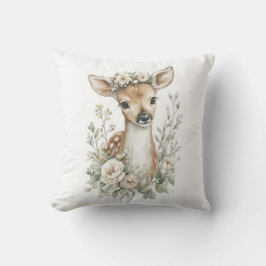 Almofada Animais Bebês Adoráveis em Aquarela com Flores