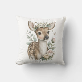 Almofada Animais Bebês Adoráveis em Aquarela com Flores
