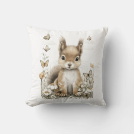 Almofada Animais Bebês Adoráveis em Aquarela com Flores