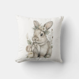 Almofada Animais Bebês Adoráveis em Aquarela com Flores