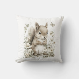 Almofada Animais Bebês Adoráveis em Aquarela com Flores