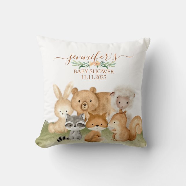 Almofada Animais Bebês da Natureza Florestal (Frente)