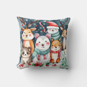 Almofada Animais bonitos sob a design da árvore de Natal