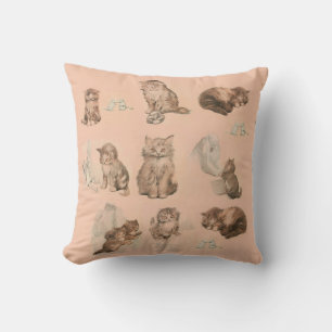 Almofada ANIMAIS CUTÂNEOS ARMAZENAM GATOS E RATO, PINK Baby