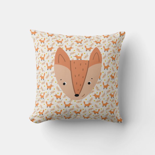 Almofada Animais da Floresta Boho Design Fox (Frente)