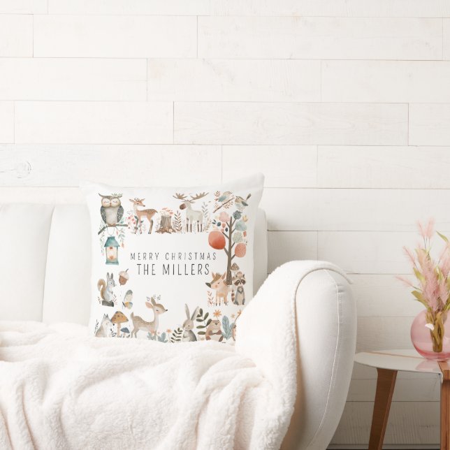 Almofada Animais da Floresta de Cachorro de Aquarelas (Sofá)