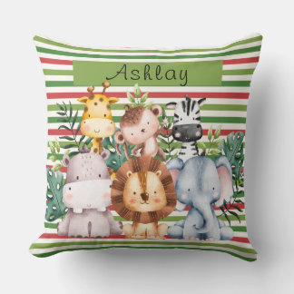 Almofada Animais da Selva Safari Nome Personalizado