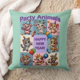 Almofada Animais de festa "Feliz ano novo"