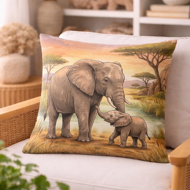 Almofada Animais de Safari Mamãe Elefante e Bebe  (Criador carregado)