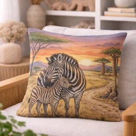 Almofada Animais de Safari Zebra Mamãe e Filhote 