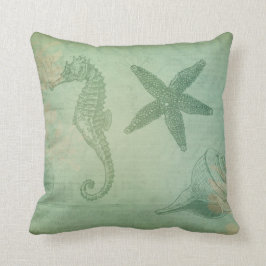 Almofada Animais e Seashells do oceano do vintage