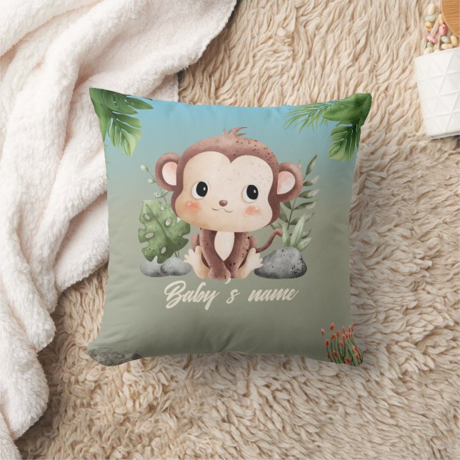Almofada Animais Fofos da Savana 2 macaco Elefante (Cobertor)