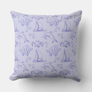 Almofada Animais marinhos e padrão de desenho de uma linha