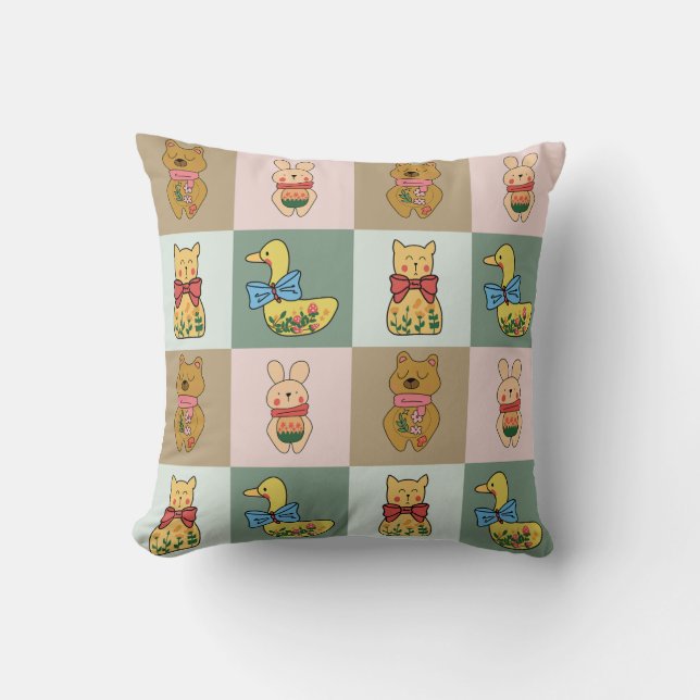 Almofada Animalzinho Fofo para Decoração de Sofá e Quarto (Frente)