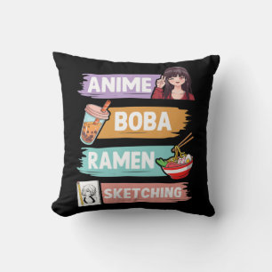 Almofada Anime Boba Ramen Desenhando Otaku Kawaii Anime Gir