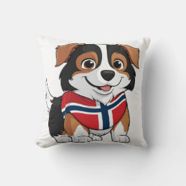 Almofada Anime Border Collie com Bandeira da Noruega