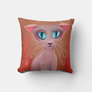 Almofada Anime Gato Rosa, Pintura Digital