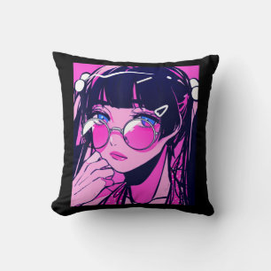 Almofada Anime Girl Kawaii Waifu - Estética Rosa Japonesa O