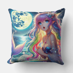 Almofada Anime Girl Singing Moonlight Pixie Rainbow Mermaid