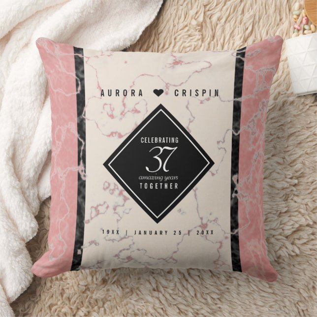 Almofada Aniversário Casado Elegante 37.º Alabastro (Cobertor)