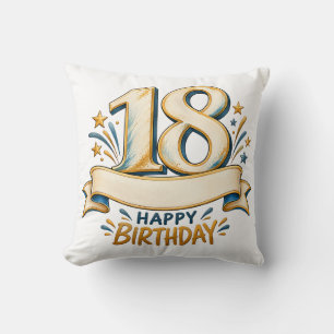 Almofada Aniversário de 18 anos personalizado em dourado e 