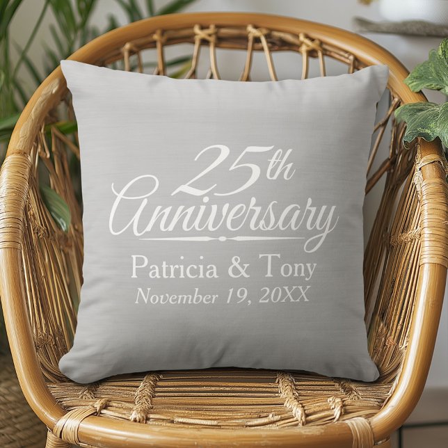 Almofada Aniversário de 25 anos de Casamento Personalizado (Custom Anniversary Pillow)