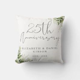 Almofada Aniversário de 25 anos de Casamento Verde Floral