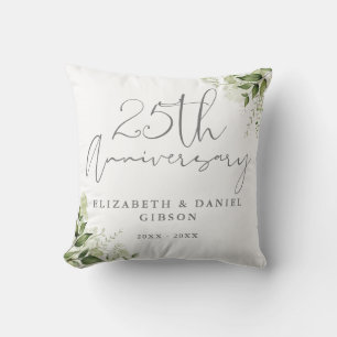 Almofada Aniversário de 25 anos de Casamento Verde Floral