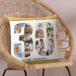 Almofada Aniversário de 30 anos de Colagem de Fotos Persona<br><div class="desc">Presente de aniversário de 30 anos personalizado. Este travesseiro decorativo personalizado tem uma colagem de fotos elegante em um número 30 com areia bege neutra / bordas amarelas mudas e tipografia moderna de bronze. O modelo está configurado pronto para seu nome personalizado e data de nascimento (que você pode editar...</div>