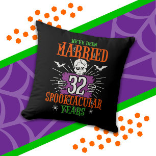 Almofada Aniversário de 32 anos de casamento Halloween Spoo