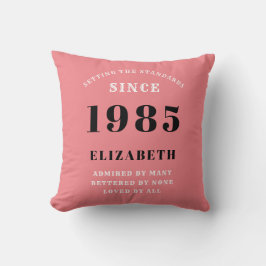 Almofada Aniversário de 40 anos 1985 Rosa Feminino Elegante