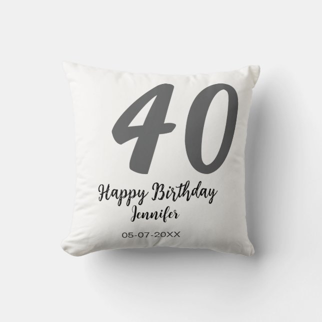 Almofada aniversário de 40 anos adiciona nome data ano mode (Frente)