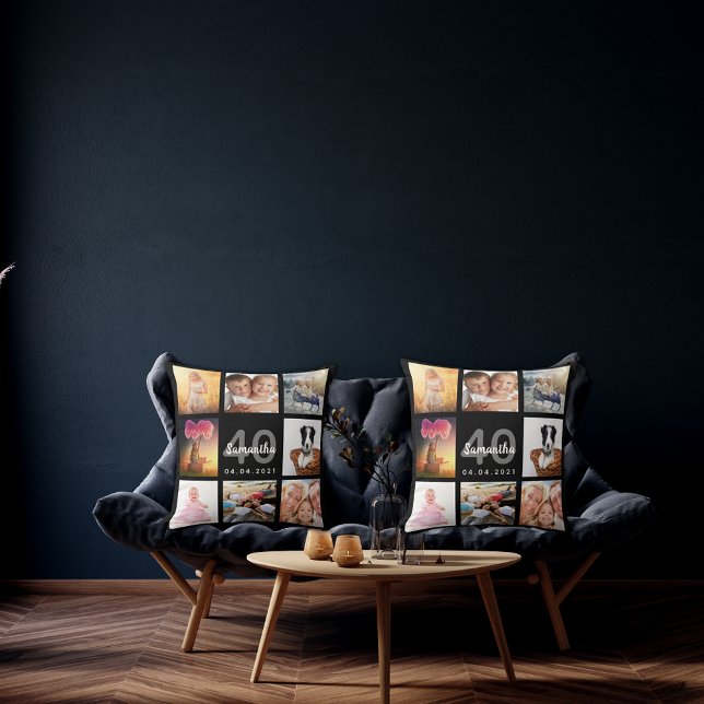 Almofada aniversário de 40 anos personalizado colagem de fo (Criador carregado)